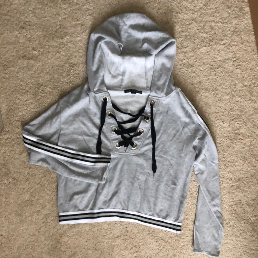 Lace Up Cropped Hoodie